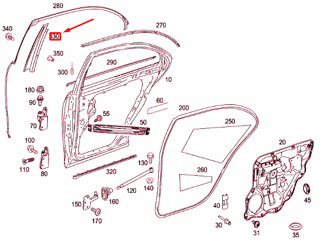 MERCEDES-BENZ S W221 Rear Left B-Pillar Moulding Trim A2216901387