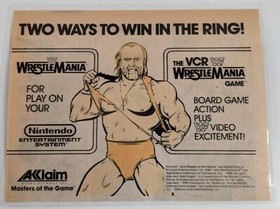Pubblicit&agrave; WWF WrestleMania Hulk Hogan 1988 - Gioco Nintendo NES e VCR 6,5x5" laminato