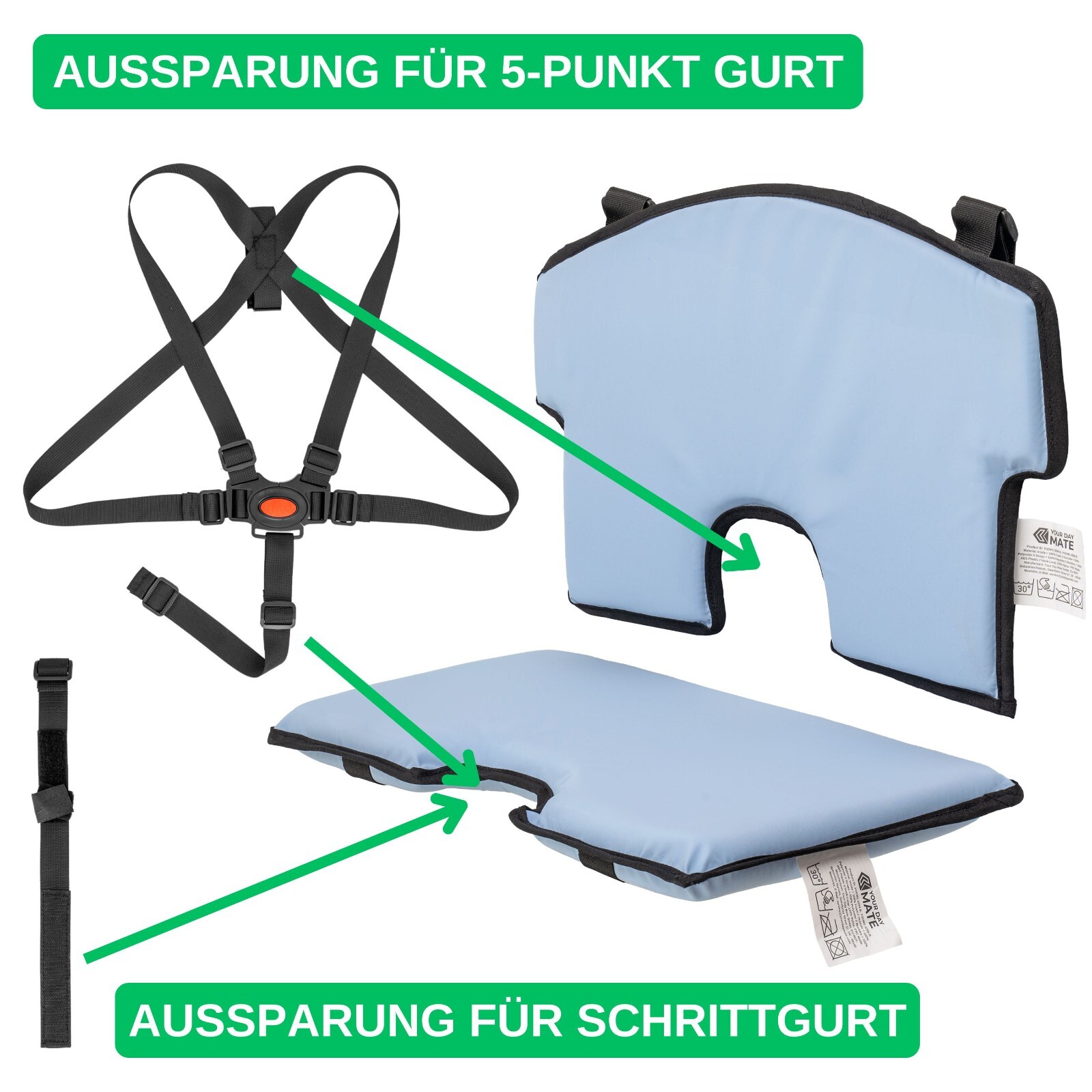 Hochstuhl Kissen Auflage 5-Punkt Gurtsystem passend für Tripp Trapp Hauck roba
