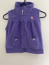 Carter's Baby Girls Solid Purple Embroidered Flower Cozy Fleece Vest Purple 9 M