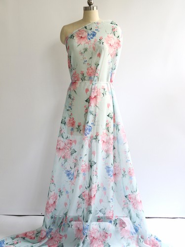 1 meter X 1.48 meter Floral Chiffon Fabric Soft Dress Skirt Hanfu Material Fresh - Picture 11 of 12