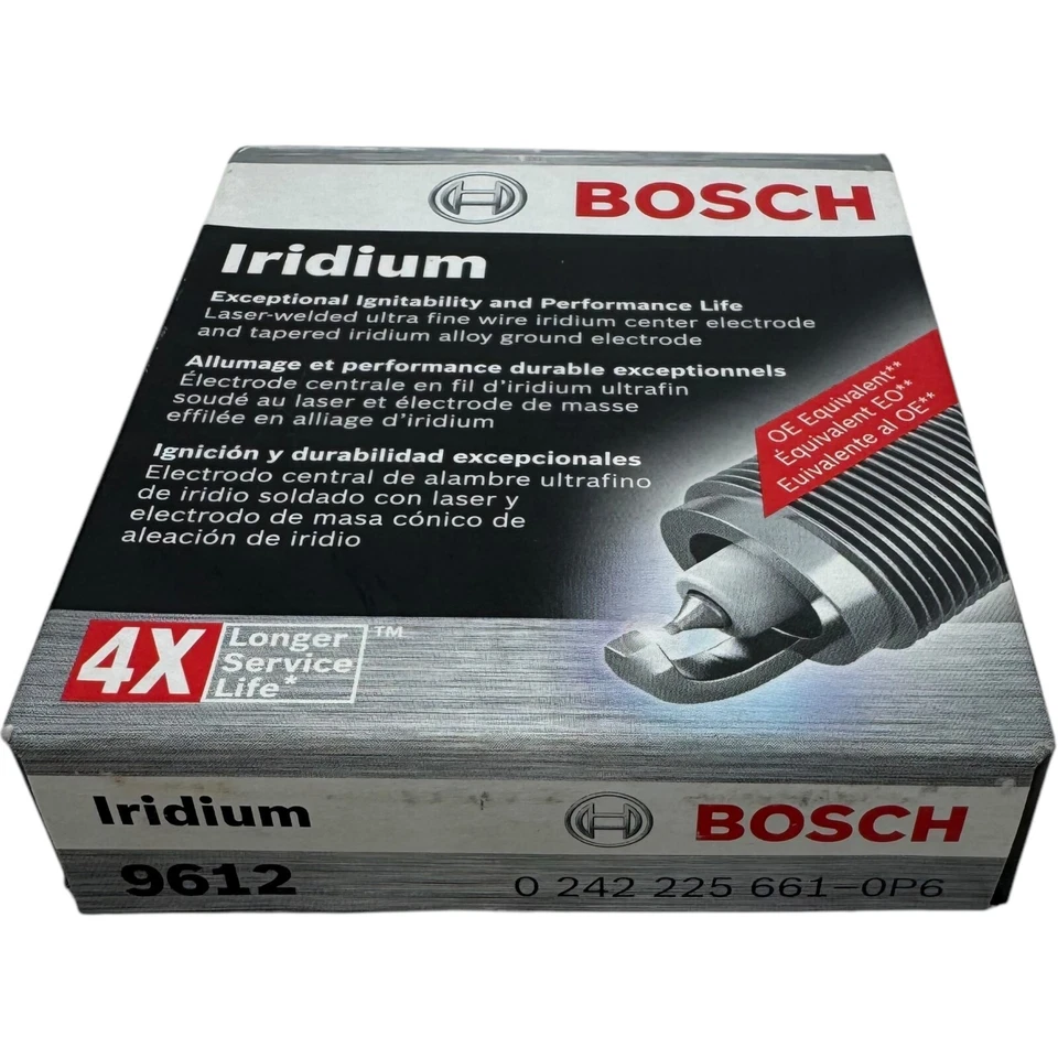 Свеча зажигания оригинальная тонкая проволока двойной иридий Bosch 9612 подходит для CADILLAC CIMARRO - 4 шт. в упаковке - Изображение 4 из 4