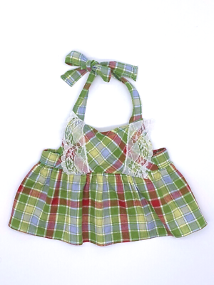 Build a Bear Pinafore Dress Christmas Checker Plaid Green Lace Teddy  Clothes | eBay