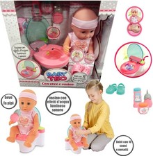 Bambola con Vasino Interattivo WC Scarico Reale Bambolotto Beve Fa Pipì Parla