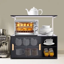 26.4" Tall Farmhouse Sideboard Buffet Storage Cabinet Adjustable Shelves w/ Door