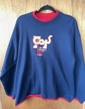 ME Energy Sweatshirt Womens XL Navy Red cat Pullover sweater top shirt 90s VTG