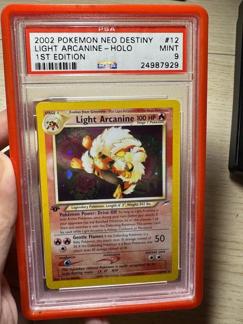 Pokemon Neo Destiny Light Arcanine 1st Edition Holo Rare Card 12/105 PSA 9