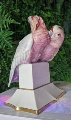 Lorenz Hutschenreuther Porzellan Figur Kakadu Vogel Paar Pärchen Rosakakadu