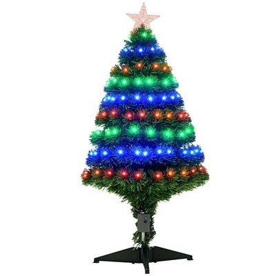 HOMCOM 3' Douglas Fir Pre-Lit Christmas Tree 90 preprogrammed Lights Sealed    