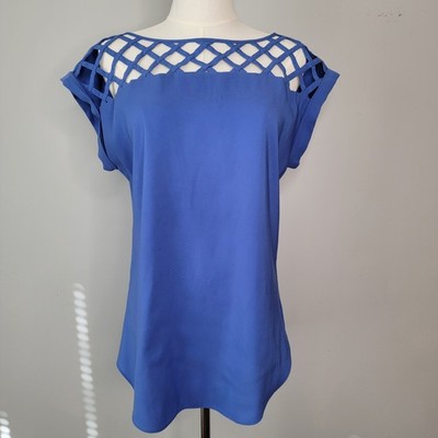 Express Y2K Periwinkle Blue Cut Out Top Preppy Whimsy Tropical Cruise Boho XS