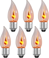 6 Pack Upgraded Flame Light Bulbs, E26 Flickering Fire Light Bulbs Flame Candle