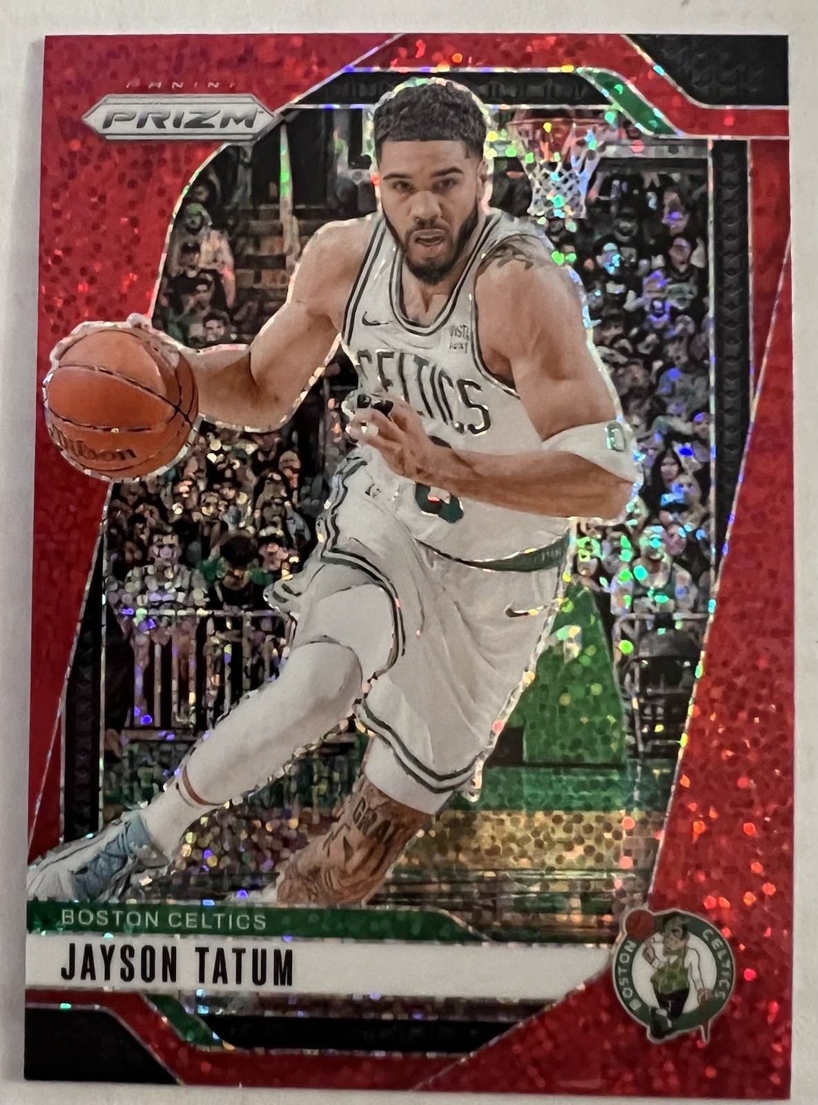 Jayson Tatum 2024-25 Panini Prizm Red Sparkle Prizm #103