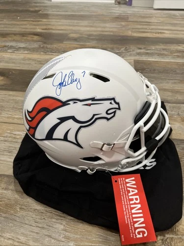 John Elway Autographed F/S Authentic Denver Broncos White Out Helmet Fanatics