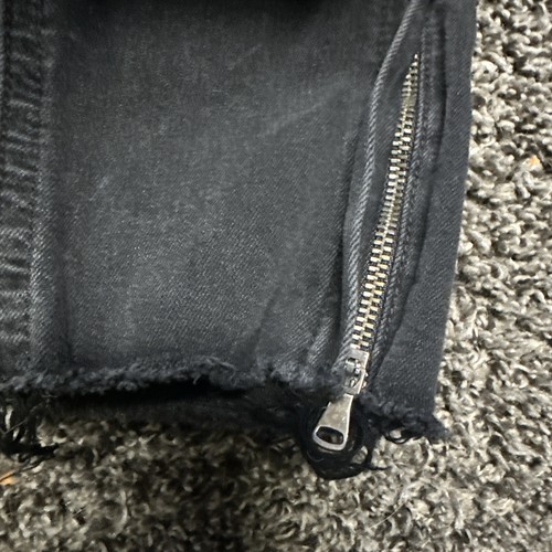 Jeans Paige donna taglia 25 Hoxton caviglia nero denim orlo grezzo cerniera 26x27 - Foto 5 di 7