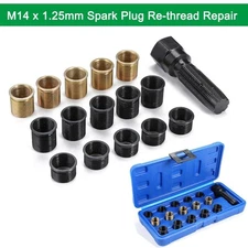 M14 x 1.25 mm Spark Plug Rethread Repair Tap Tool Thread Reamer Inserts Kit   ☪