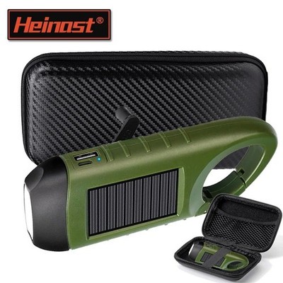 Solar LED flashlights, portable hand-crank dynamo flashlight for outdoor riding