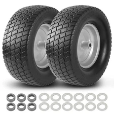 (2-Pack) 16x6.50-8 Flat-Tire and Wheel Assemblies, Relacement 16x6.5-8 Solid ...