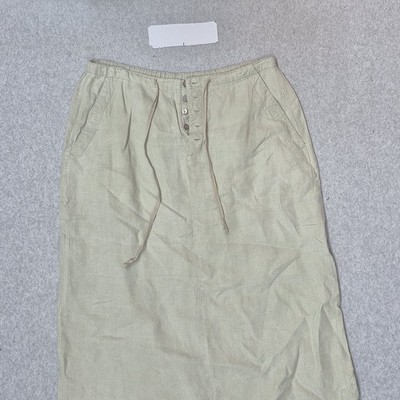 Eddie Bauer Women Skirt 10 Beige Linen Maxi Coastal Beach 90s Y2K