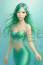 Digital Download Picture  Image  Fantasy Green Haired Mermaid High Resolution