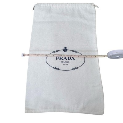 Prada Milano White Drawstring Dust Bag 13.5”x8.5” Cotton Blend