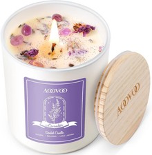 AOOVOO Lavender Scented Candles for Women - Aromatherapy Candle with Crystals In