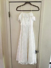 VTG 80s Victorian Revival Lace Wedding Dress Union Tag Romantic Bridal Gown XXS