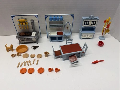 Vintage Playmobil Victorian Kitchen 5322 Mansion Dollhouse 5300 Parts 2 Figures