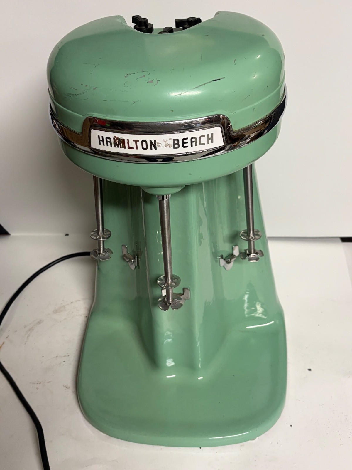 Vintage Hamilton Beach Jadeite Triple 3 Head Milkshake Malt Maker Machine #940