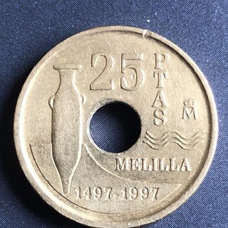 🇪🇸 Espagne Pièce de monnaie commémorative 1997 25 pesetas Melilla