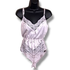 Vintage Small Ashley Taylor Teddy Bodysuit Lilac Pastel Lace Trim Retro Lingerie