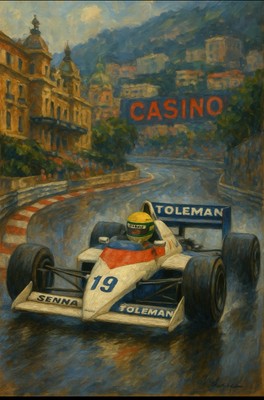Ayrton Senna Toleman F1 Monaco Grand Prix Monte Carlo Metal  Poster Painting