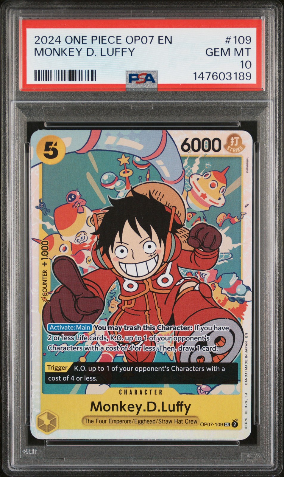 2024 ONE PIECE OP07-500 YEARS IN THE FUTURE #109 MONKEY D. LUFFY PSA 10