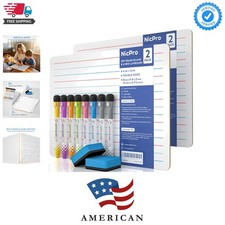 Dry Erase Lap Board 9 x 12 inches 2 Pack Ruled Kid Double Sided  Blank  Lin...