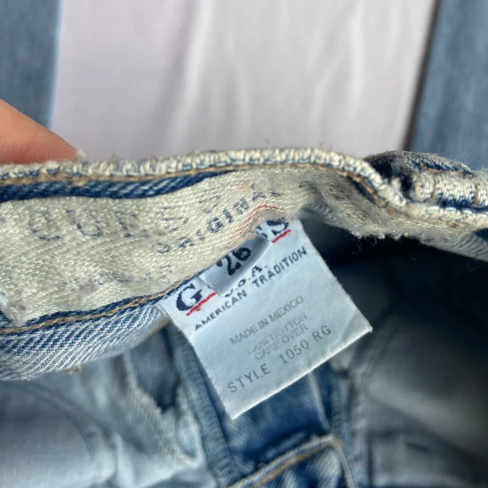 Pantalones de mezclilla para mujer Guess de colección talla 24 XXS ajuste original pierna estrecha 1050 RG 90s Foto 3 de 4