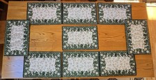 Set of 9 Vintage Christmas Placemats with Holly Pattern 18.5" x 12.5"