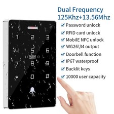 Backlight Waterproof Touch 125kHz 13.56MHz Access Control ID IC Proximity Reader