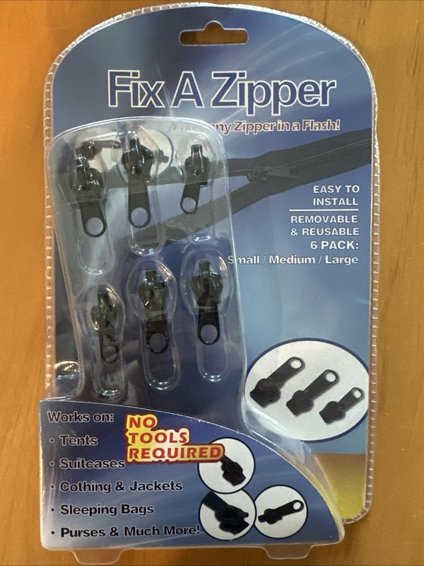 Universal Zipper Repair Kit- Black- 6 Pack
