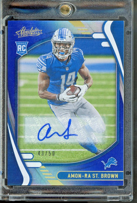 2021 Panini Absolute Amon-Ra St. Brown /50 Blue Spectrum Auto Rookie RC #131