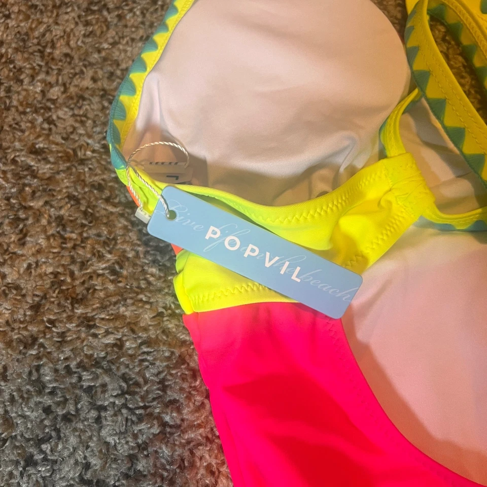 Купальник цельный Popvil Beach Color Block оранжевый розовый желтый M - Изображение 3 из 4