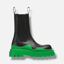 Bottega Veneta Women's Black Green Platform Chelsea Boots Shoes Size EU:38 US:8