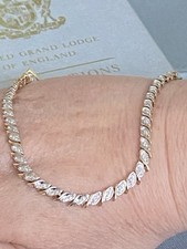 Ladies 9ct Gold & Diamond Tennis Bracelet, 7” long, 6.9g, & Box