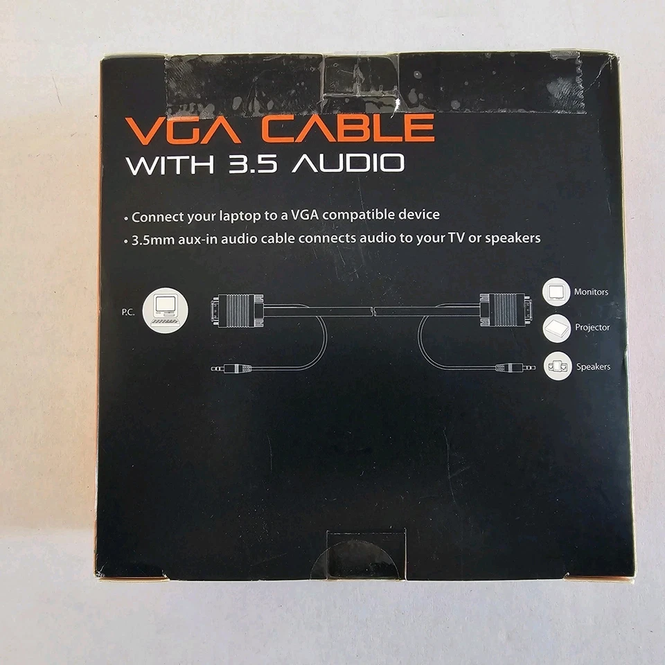 Blackweb VGA Cable With 3.5 Audio 10 FT Connect PC to VGA Compatible Device. - Image 2 of 4