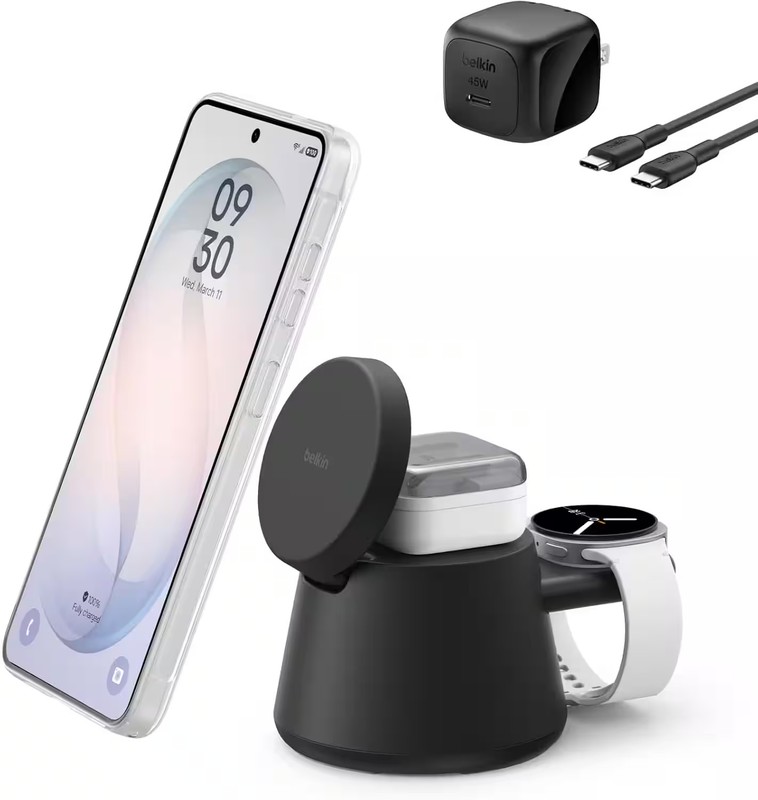 Belkin - 3-in-1 UltraCharge Modular Charging Dockwith Qi2.2 25W for Smartpho...