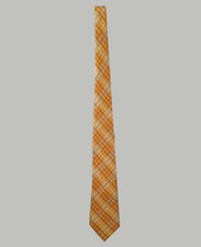 Resilo Silk Tie Mens Sz 58"x 3.75" Gold Blue White Plaid Necktie Business Formal