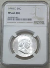 1948 D Franklin Half Dollar NGC MS64FBL Full Bell Lines Frosty Just Graded K401E