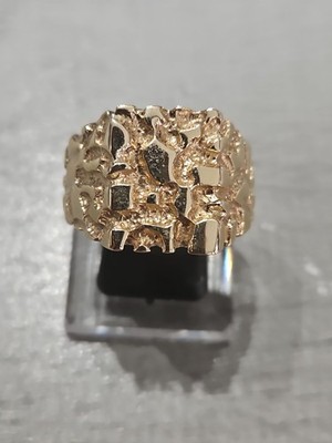 Siegelring 9 kt Gelbgold Millennium 2000 Nugget-Stil Größe Y 1/2