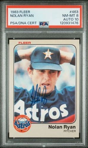 1983 Fleer Nolan Ryan Signed Baseball Card #90 PSA 8 DNA 10 Certified Auto HOF