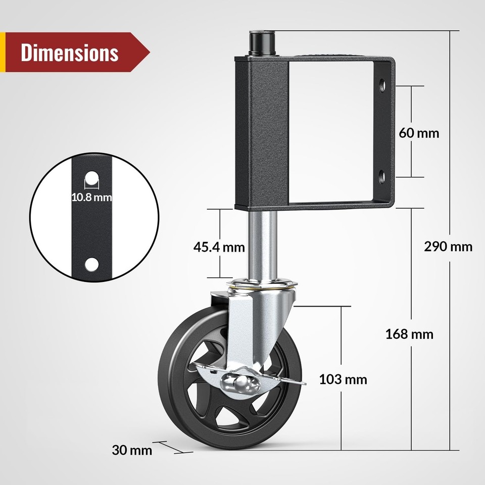 Gate Castor Wheel 100mm 100kg Heavy Duty Spring Loaded Swivel Caster ...
