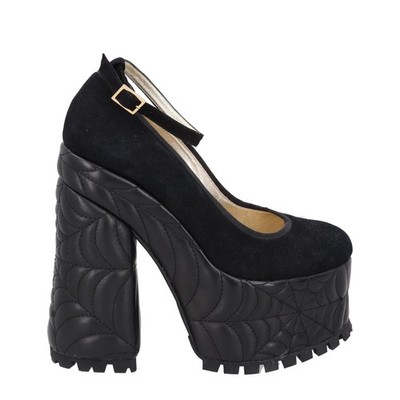Charlotte Olympia Damen Malice Plateau 155 Sandalen Schwarz Wildleder/Lhtr UK6 UVP995