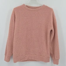 Wonderly Fuzzy Sweater Womens Size Small  Pink Crewneck Soft Faux Sherpa Fall 